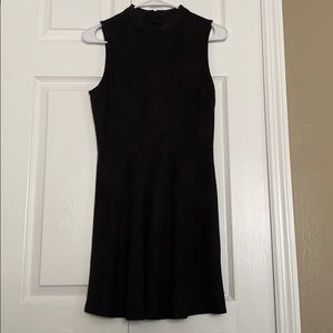 NEVER WORN Black Suede Turtleneck Skater dress